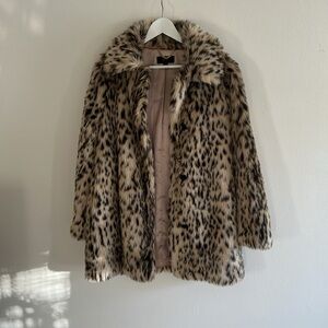J Crew - Leopard Print Faux Fur Coat - size small